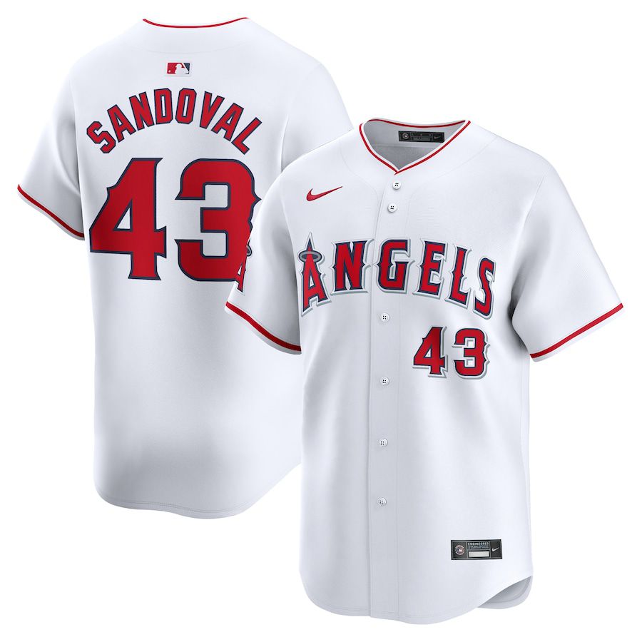 Men Los Angeles Angels 43 Patrick Sandoval Nike White Home Limited Player MLB Jersey